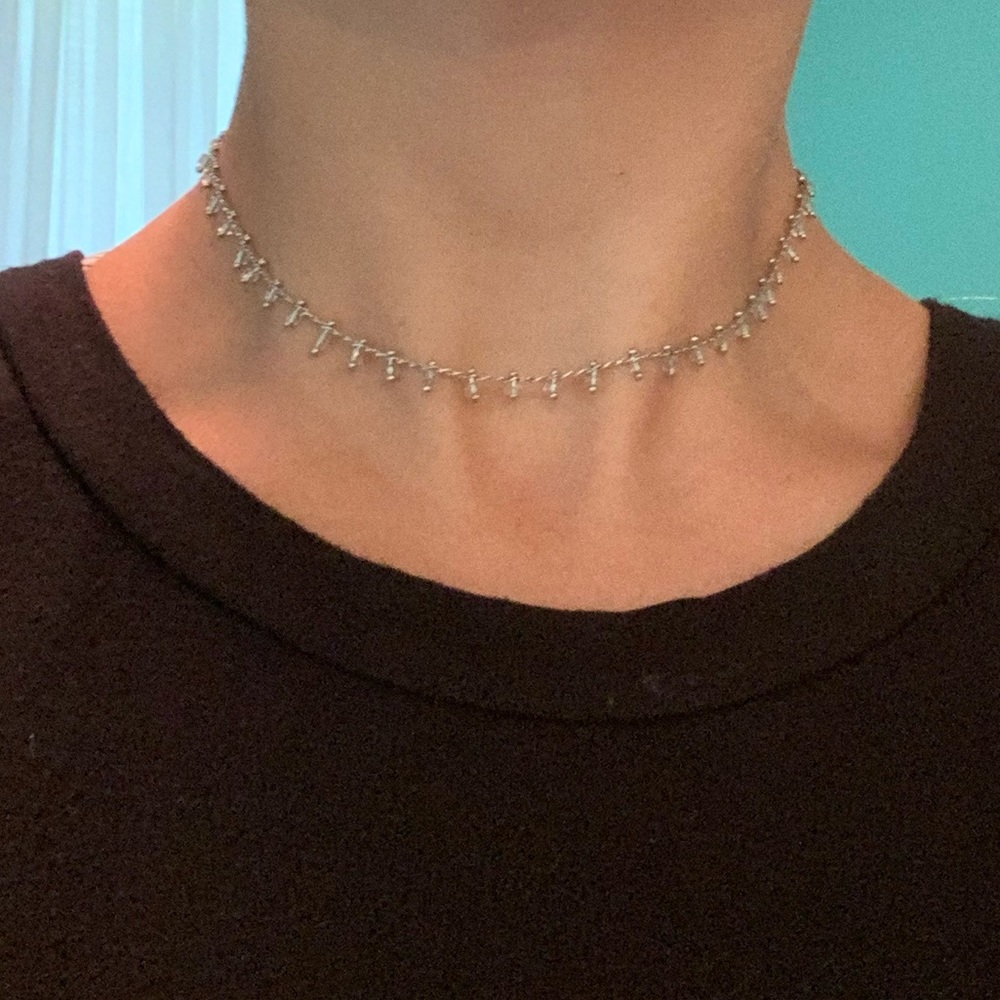 Silver Dainty Beaded Choker